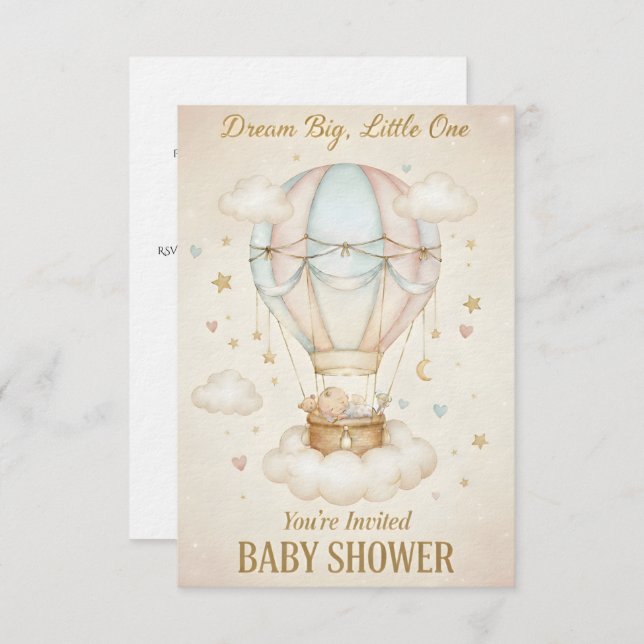 Invitación Dream Big, Little One – Baby Shower  (Anverso / Reverso)