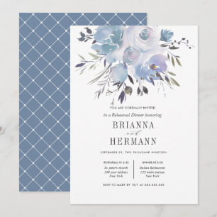 Invitación Dream Blue   Cena de ensayo Boda de flores