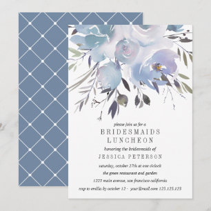 Invitación Dream Blue Flowers Bridesmaids Boda Luncheon