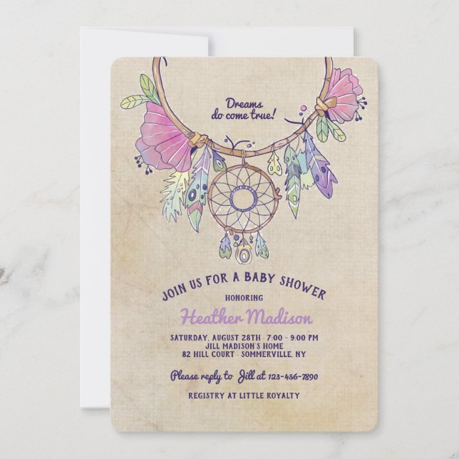 Invitación Dream Catcher Baby Shower (Anverso)