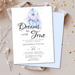 Invitación Dream Catcher Watercolor Blue Boy Baby Shower