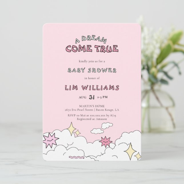Invitación Dream Come True Cloud Nueve Baby Shower (Anverso de pie)