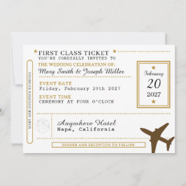 Invitación Dream Destination Wedding Black & Gold Ticket