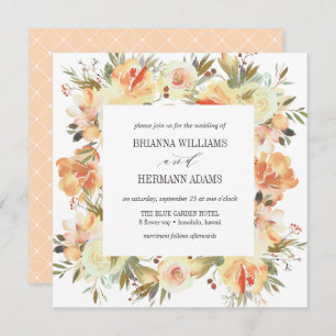 Invitación Dream Peach   Fancy Spring Floral Diamond Boda