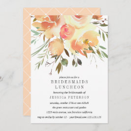 Invitación Dream Peach Flowers Bridesmaids Boda Luncheon