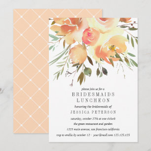 Invitación Dream Peach Flowers Bridesmaids Boda Luncheon