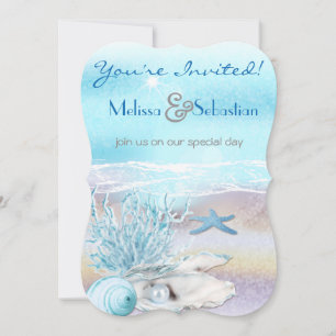 Invitación Dream Shore Beach Dk Invite a la Boda Verde azulad