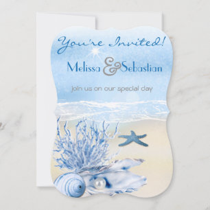 Invitación Dream Shore Beach Muy Blue Wedding Invite