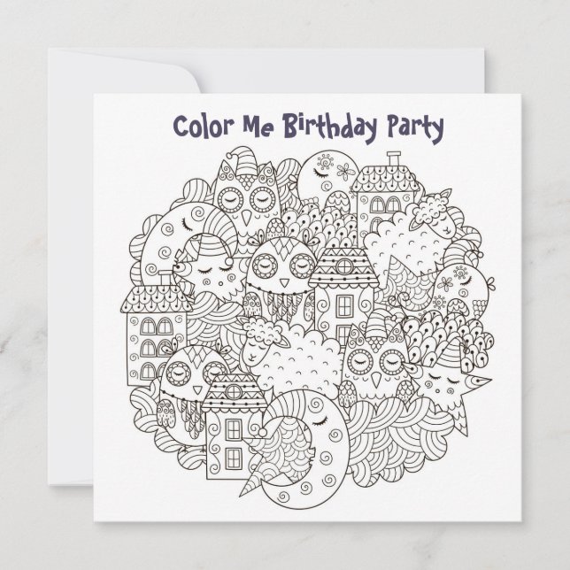 Invitación *~* Dream Time Personalizable COLOR ME Cumpleaños (Anverso)