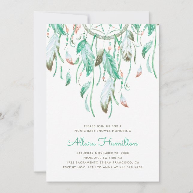 Invitación Dreamcatcher Baby Shower (Anverso)