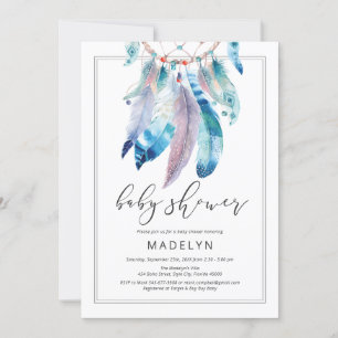 Invitación Dreamcatcher Baby Shower Boho Gender Neutral
