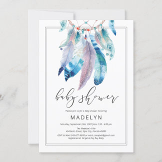 Invitación Dreamcatcher Baby Shower Boho Gender Neutral
