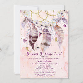 Invitación Dreamcatcher Dream Come True Chica Baby Shower