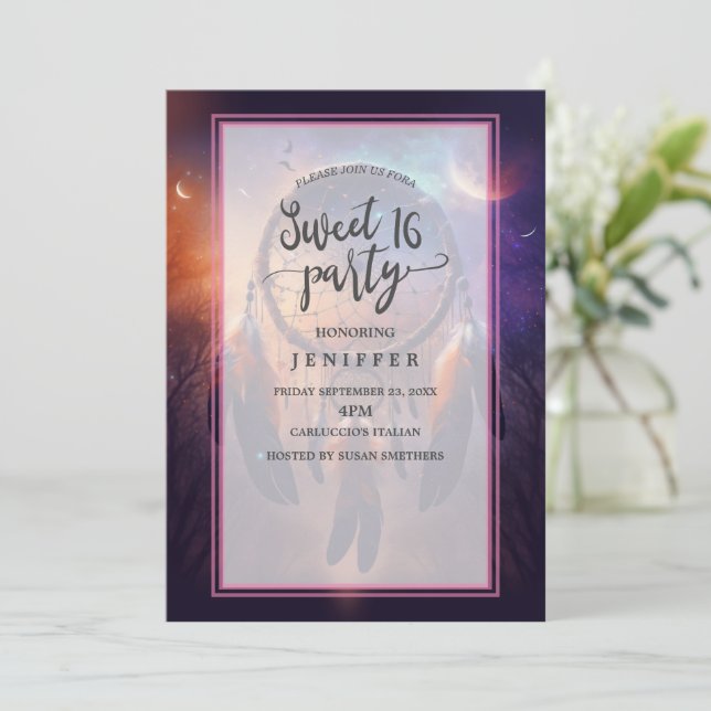 Invitación Dreamcatcher en el bosque (Anverso de pie)