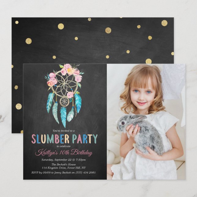 Invitación Dreamcatcher Slumber Fiesta Cualquier adulto foto  (Anverso / Reverso)