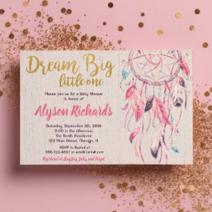 Invitación Dreamcatcher sueña un gran chica de ducha de bebé