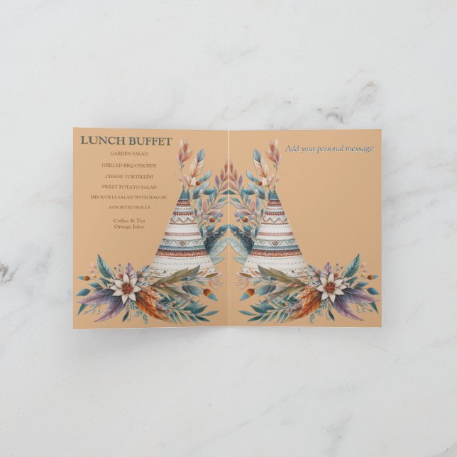 Invitación Dreamcaters en un tema bohemio (Interior)