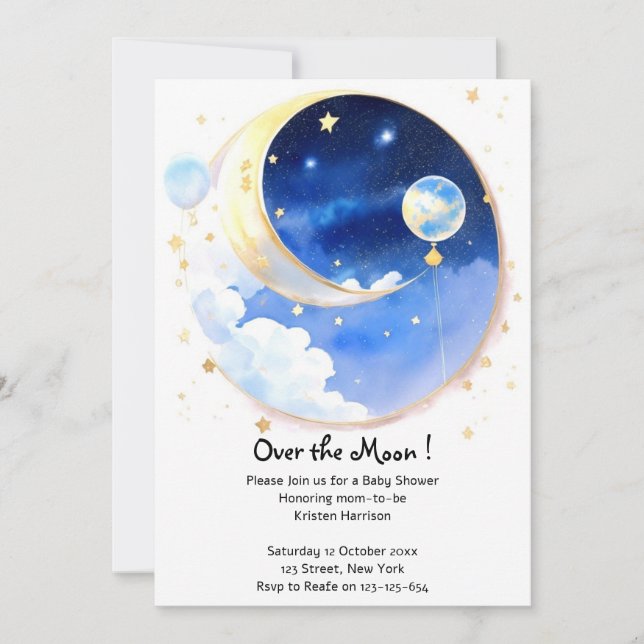 Invitación Dreamlike Celestial Space Boy Baby Shower (Anverso)