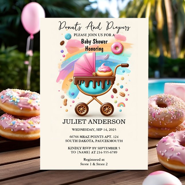 Invitación Dreams Blue Donuts Y Diapers Baby Shower (Subido por el creador)
