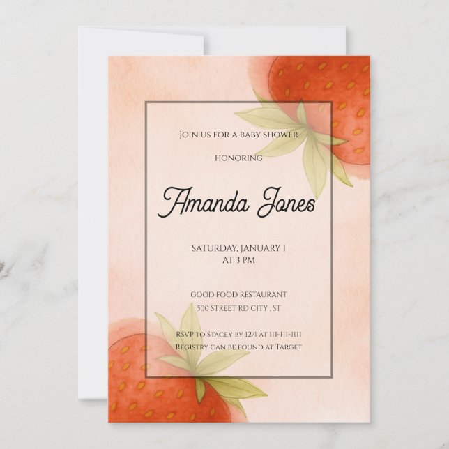 Invitación Dreams de Fresa Plano (Anverso)