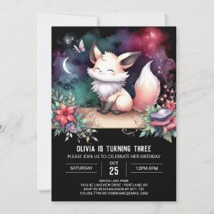 Invitación Dreamy Adorable Fox Birthday digital