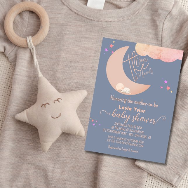 Invitación Dreamy Baby Over the Moon Baby Shower (Subido por el creador)