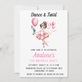 Invitación Dreamy Ballerina en vuelo: Danza y cumpleaños de t