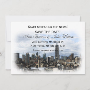 Invitación Dreamy Black NYC Skyline Save the Date H