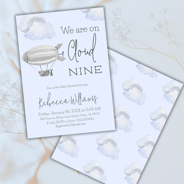 Invitación Dreamy Blue Cloud Nueve Chico Temático Del Cielo B (Subido por el creador)