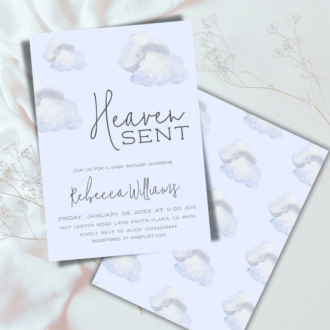 Invitación Dreamy Blue Heaven envió a Sky Themed Boy Baby Sho (Subido por el creador)