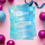 Invitación Dreamy Blue Winter Wonderland Navidades corporativ<br><div class="desc">¡Celebra la alegría de la temporada con nuestra invitación a la fiesta de Navidades de personalizable! Esta hermosa invitación te transporta a un mágico maravilloso país invernal. El fondo de ensueño en tonos azules y turquesa, está lleno de delicados copos de nieve, cada uno único e intrincado. Las burbujas flotan...</div>
