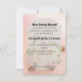 Invitación Dreamy Blush Pink Rose and Tulle Romantic Wedding 