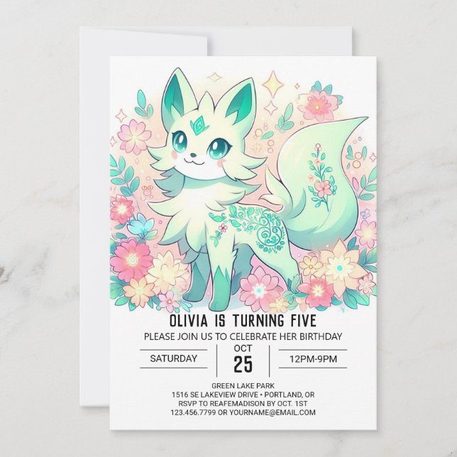Invitación Dreamy Boho Fox Digital Birday (Anverso)