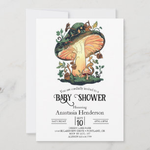 Invitación Dreamy Bonito Mushroom Baby Shower
