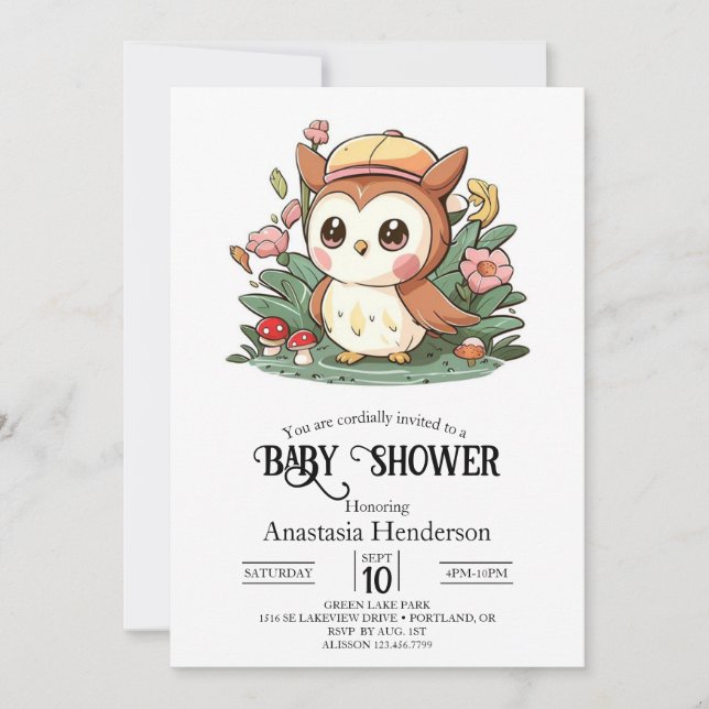 Invitación Dreamy Bonito Owl Baby Shower (Anverso)