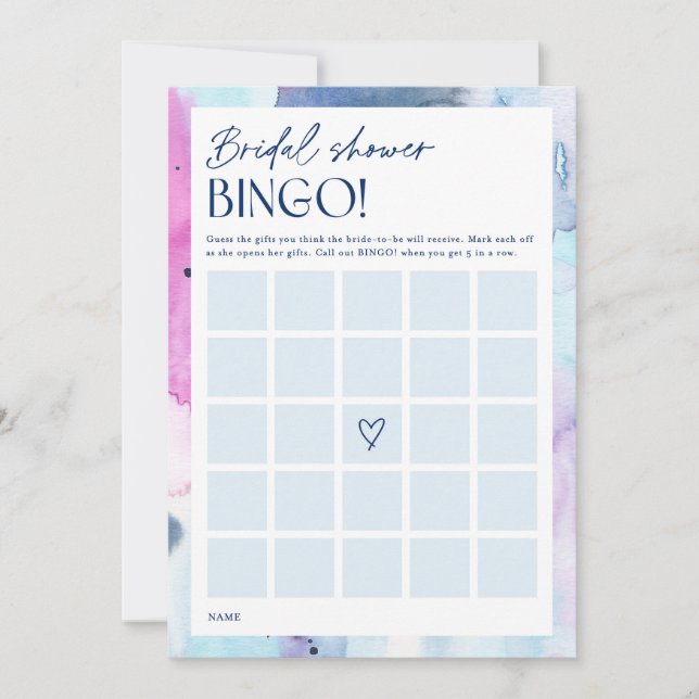 Invitación Dreamy Bridal Shower Gift Bingo Activity Game Card (Anverso)