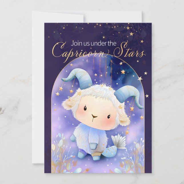 Invitación Dreamy Capricorn Starry Night Birday (Anverso)
