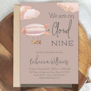 Invitación Dreamy Cloud Nueve Sky Tema Beige Baby Shower