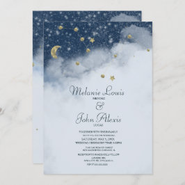 Invitación Dreamy Clouds Constellation Relieve metalizado dor