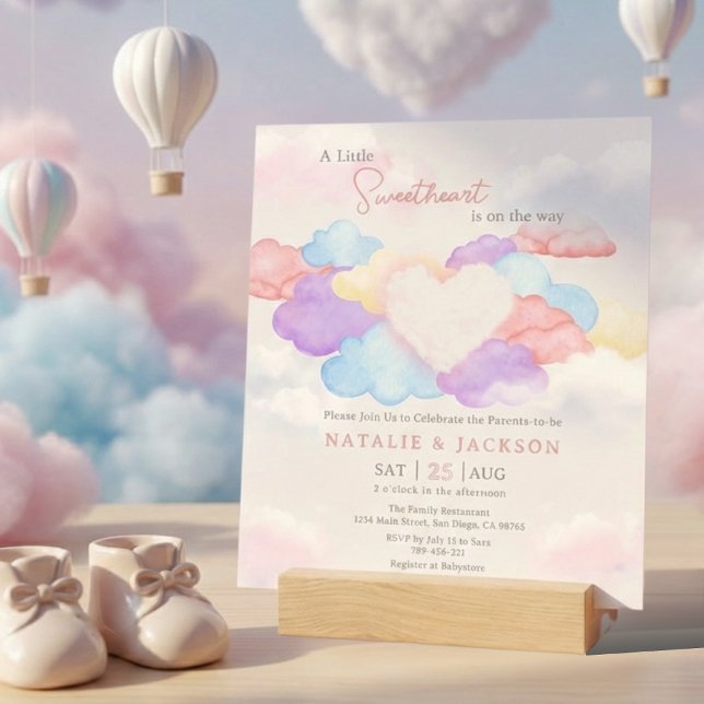 Invitación Dreamy Clouds Little Squerido Coed Baby Shower (Dreamy Clouds Little Sweetheart Coed Baby Shower Invitation)