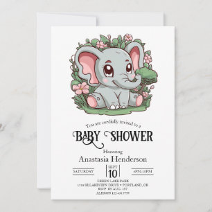 Invitación Dreamy Cute Elephant Digital Baby Shower