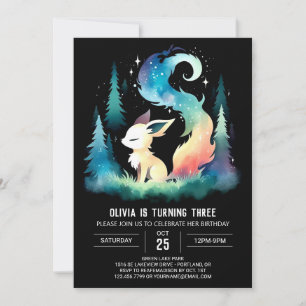 Invitación Dreamy Cute Wolf Birthday