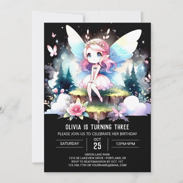 Invitación Dreamy Design Fairy Birday (Anverso)