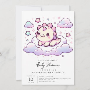Invitación Dreamy Dino Dinosaur Baby Shower