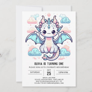 Invitación Dreamy Dragon 1er cumpleaños