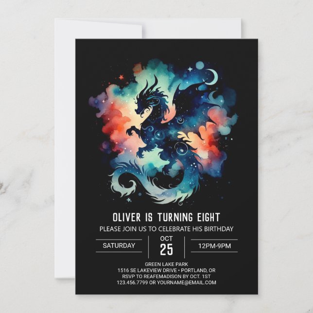 Invitación Dreamy Dragon Birday Printable (Anverso)