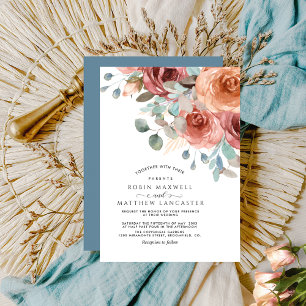 Invitación Dreamy Dusty Blue Ethereal Boda Floral