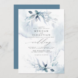Invitación Dreamy Dusty Blue Foliage