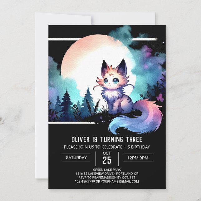 Invitación Dreamy Elegant Cat Birthday (Anverso)