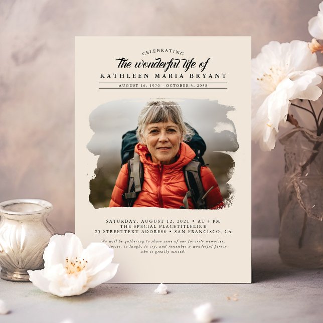 Invitación Dreamy Elegant Celebration of Life Funeral Photo (Elegant Funeral Invitation)